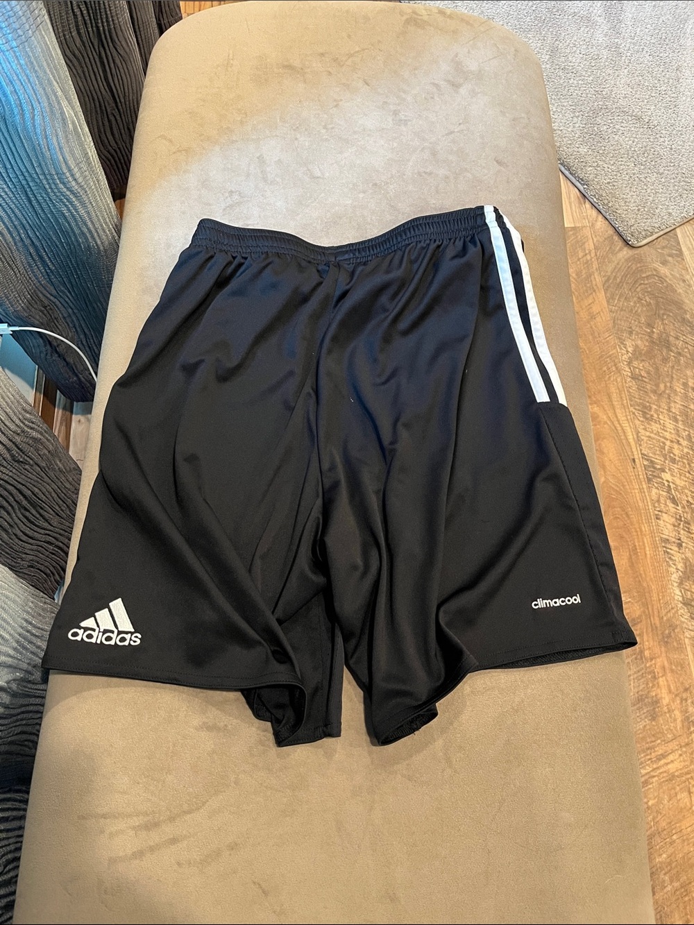 adidas Black Athletic Shorts with White Side Stripes